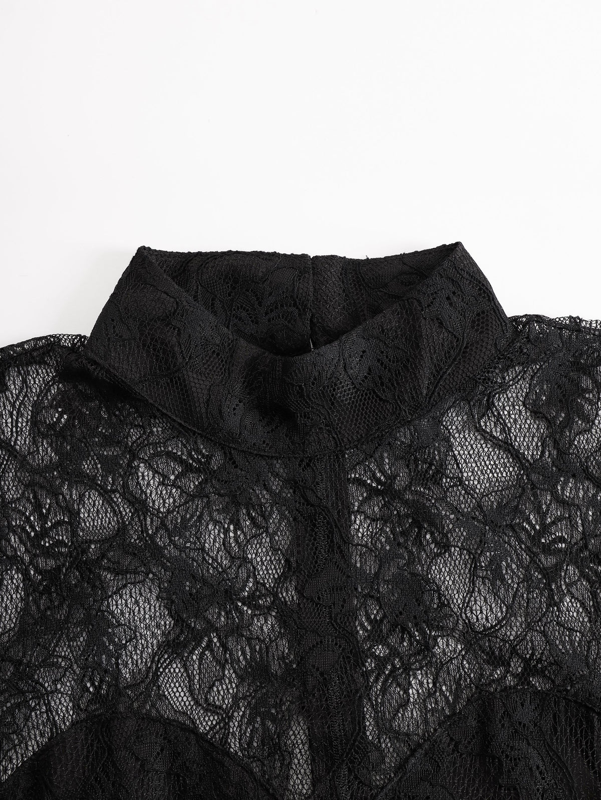 Black Lace Illusion Bodice Wide-Leg Evening Jumpsuit