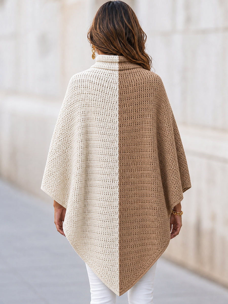 Color-Block Crochet Cape Poncho