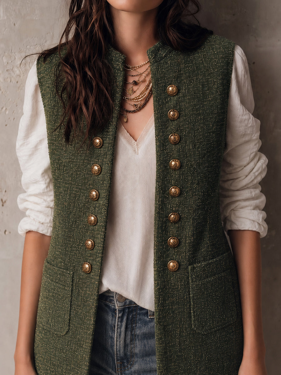 Olive Nomad Fringe Vest
